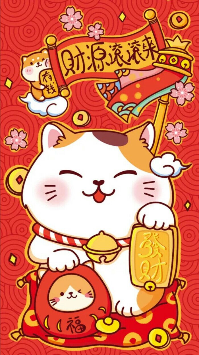送上一组超萌招财猫壁纸：恭喜发财，喵喵喵