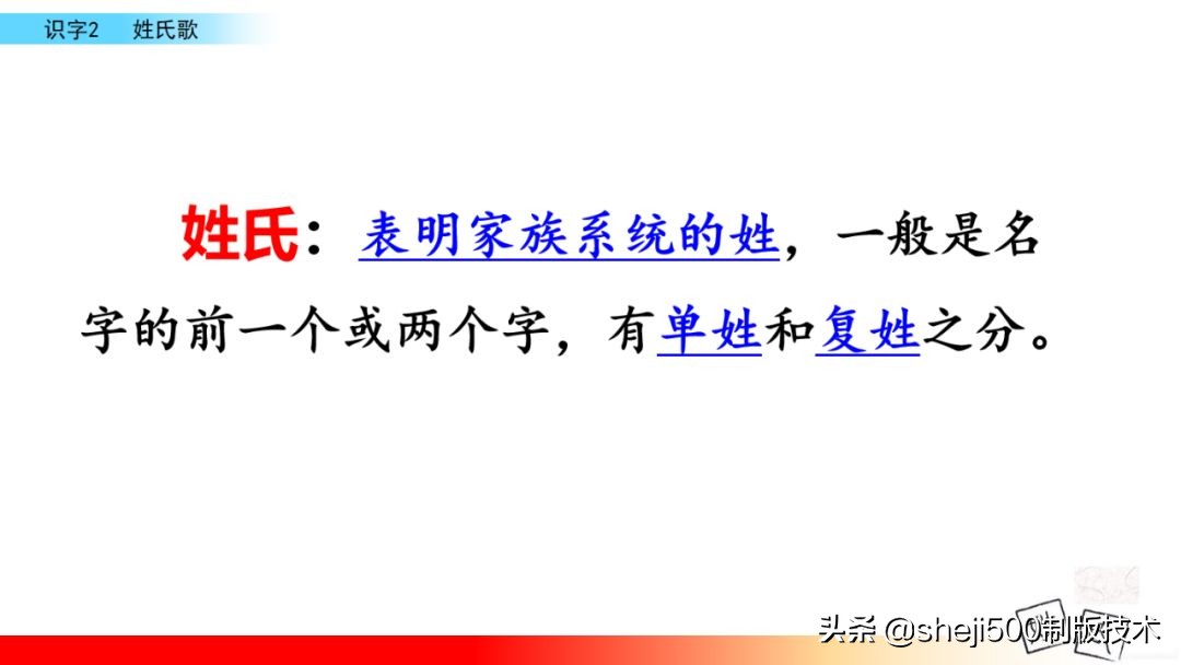 【预习】部编版一年级语文下册识字2《姓氏歌》知识点+图文讲解