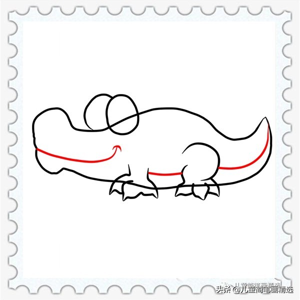 儿童简笔画精选-鳄鱼(Crocodile)的简笔画步骤