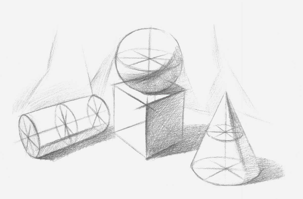 结构素描知识:几何体结构素描画法有哪些?分步骤图解教你画