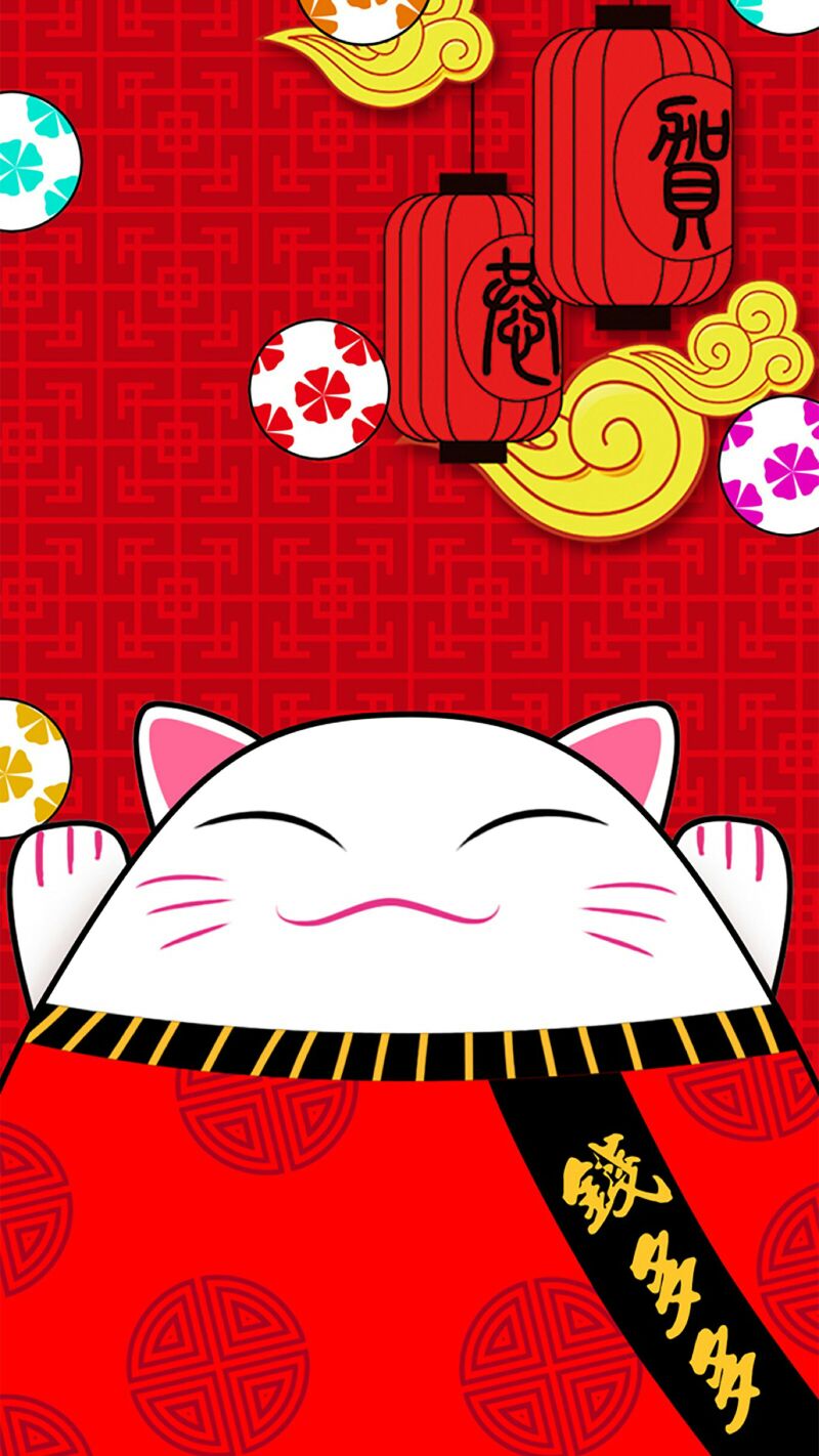 送上一组超萌招财猫壁纸：恭喜发财，喵喵喵