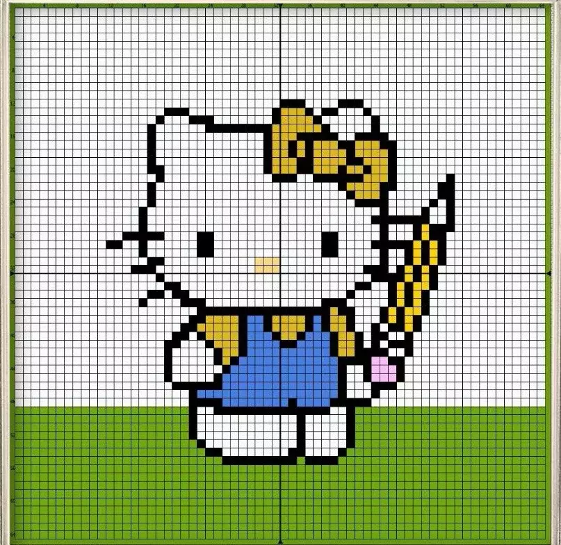 20款可爱hello kitty像素图,给家里小公主留着!做毛衣提花