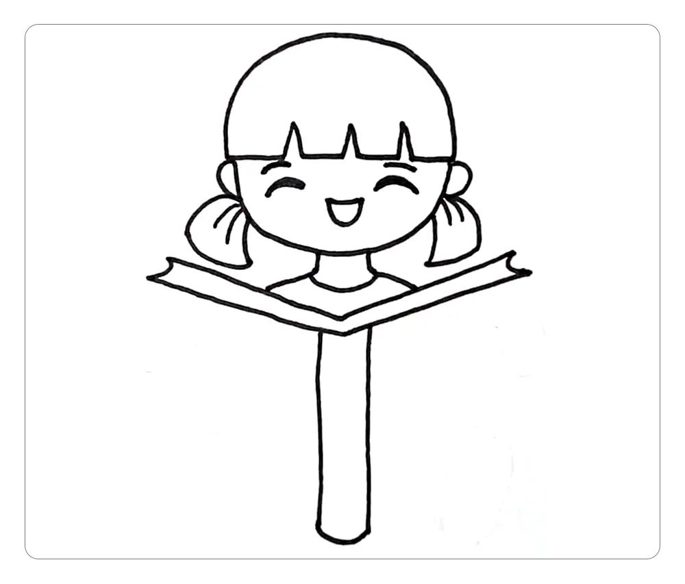 简笔画课堂:看书的小女孩