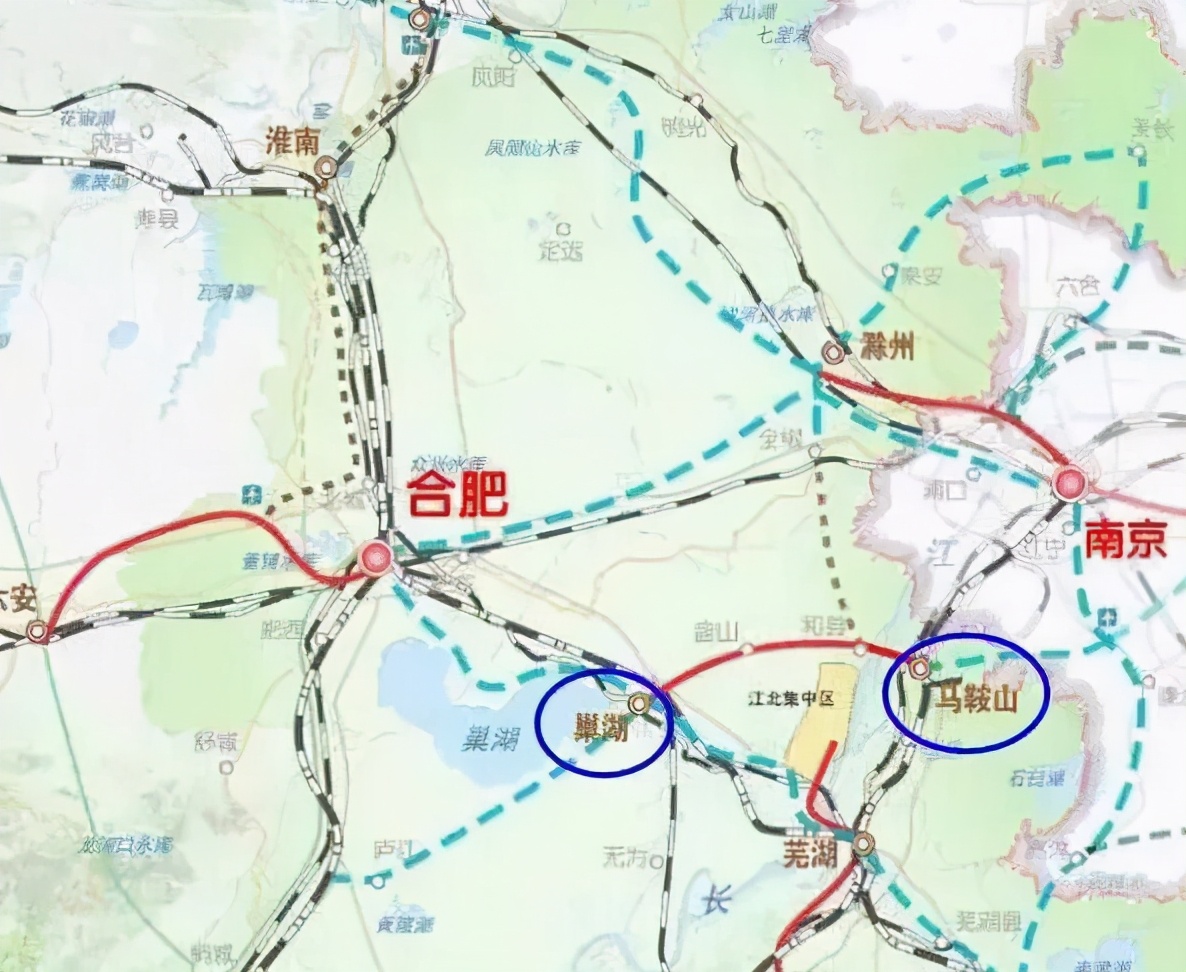 安徽在建一条城际铁路，长73.2千米，设5站，连接合肥与马鞍山