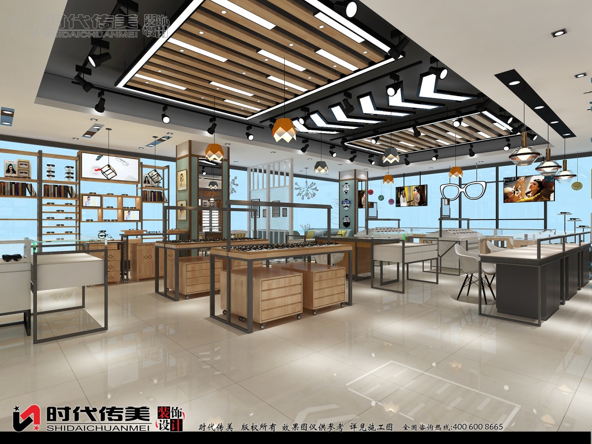 眼镜店装修：这些种吊顶设计，美得不止一点点