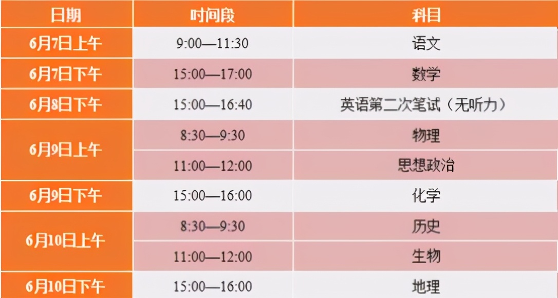 2021高考时间表出炉，同学们你们准备好了吗？