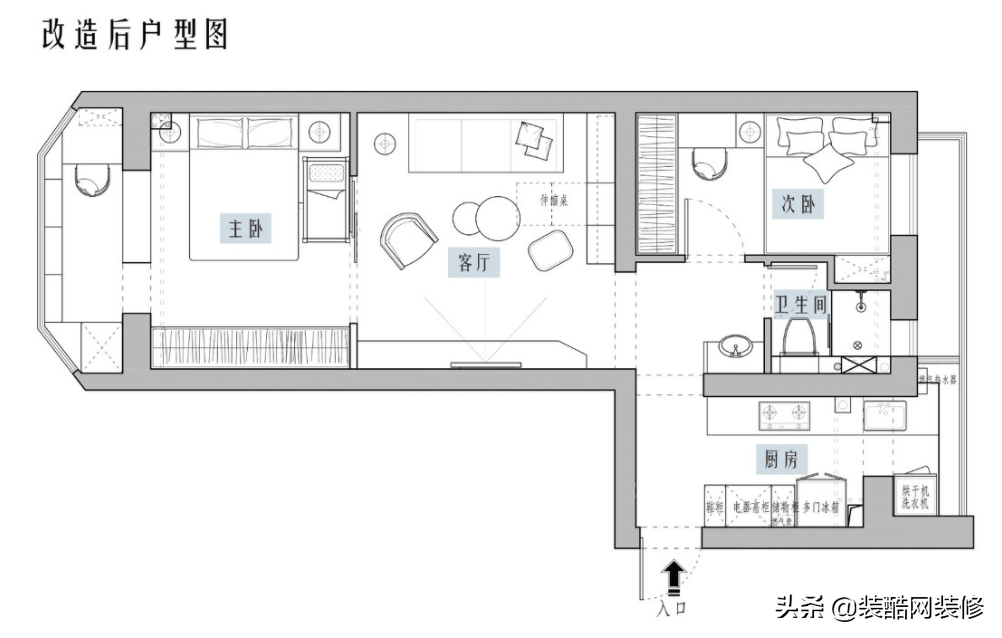 50㎡两室一厅，万能厨房、书房还有储物柜，堪称小户型教科书