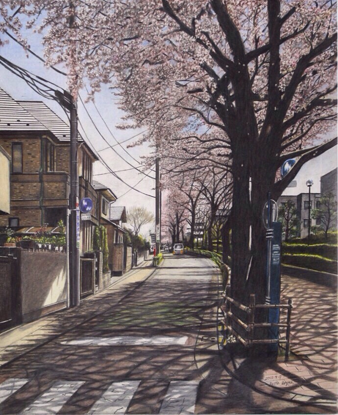 "5根铅笔"绘画出来的彩铅风景画,画的实在是太"逼真"了