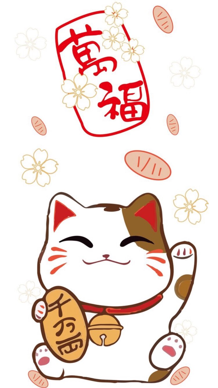 送上一组超萌招财猫壁纸：恭喜发财，喵喵喵