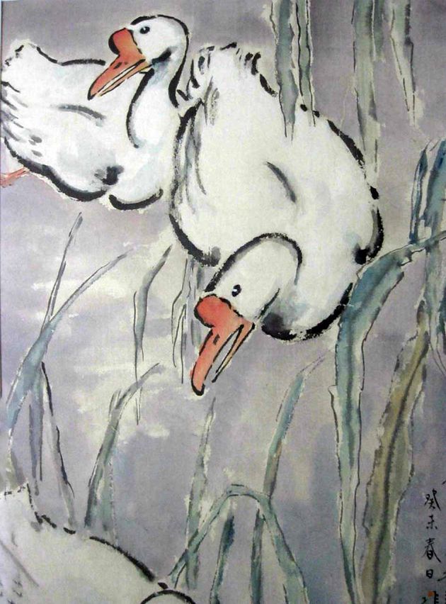 国画名家画鹅欣赏