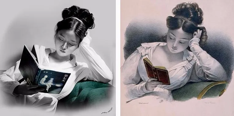 北大美女模仿世界名画拍摄的读书图！