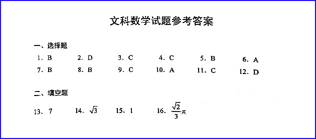 2020年高考全国三卷文科数学试题以及答案解析
