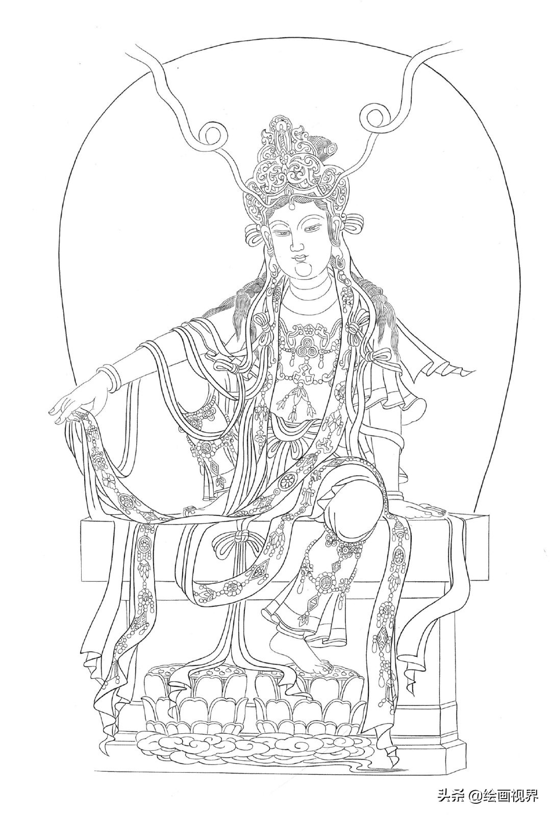 不会画白描线稿？其实画法很简单，老师都是这样画的，收藏学习