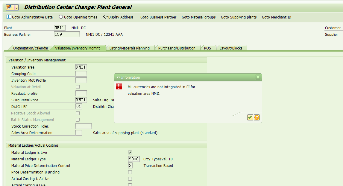 SAP RETAIL WB02 为门店激活物料分类账报错 - ML currencies are not –