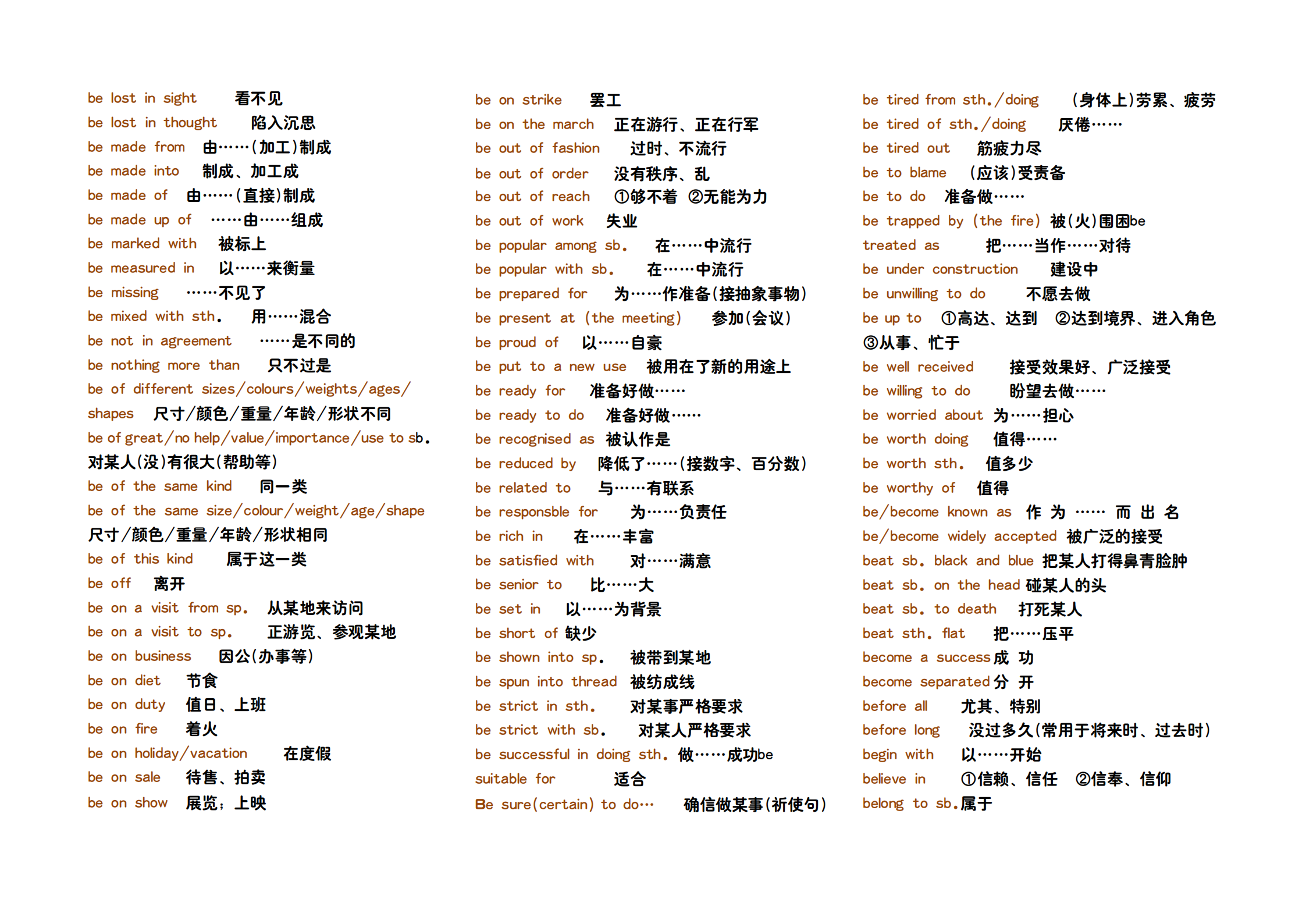 高中英语：词组、固定搭配大总结！注重积累，习惯成自然