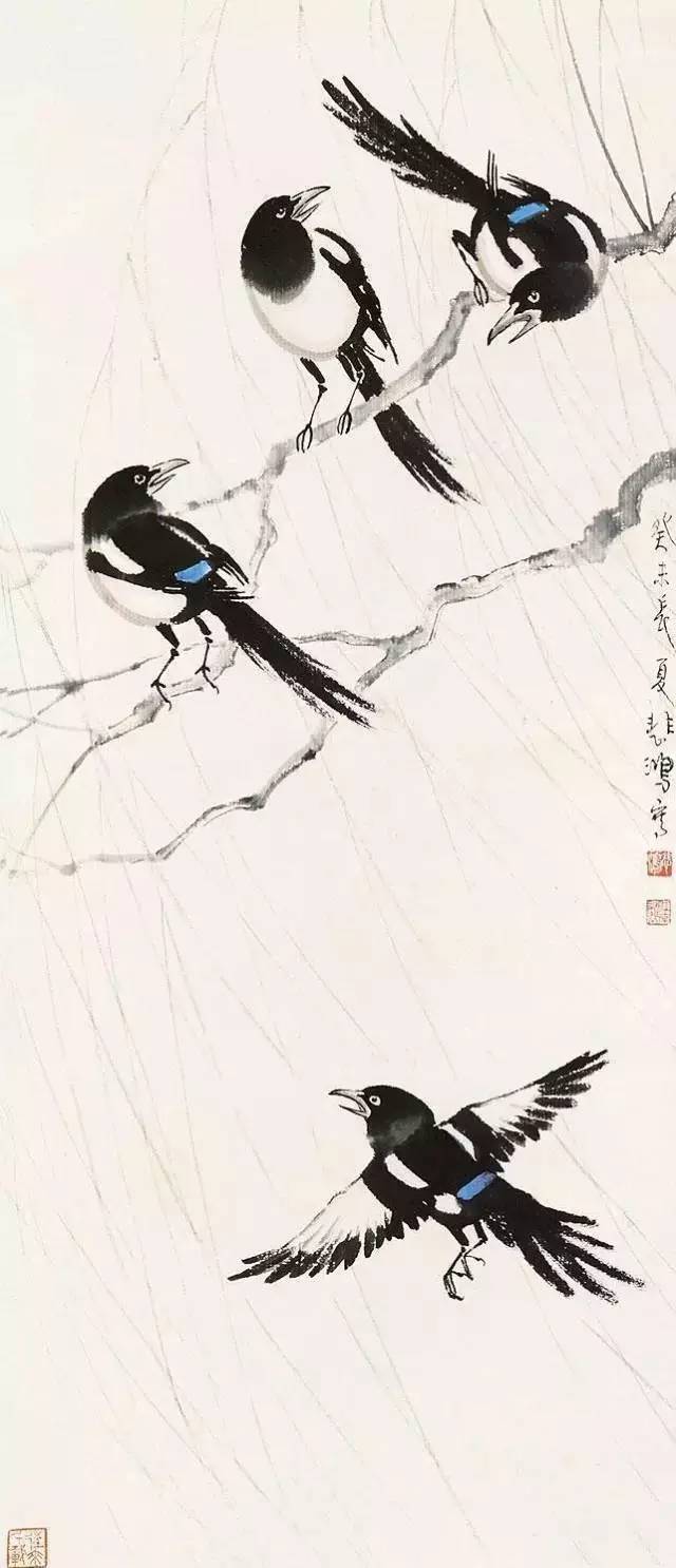 喜鹊的基本画法及名家作品欣赏