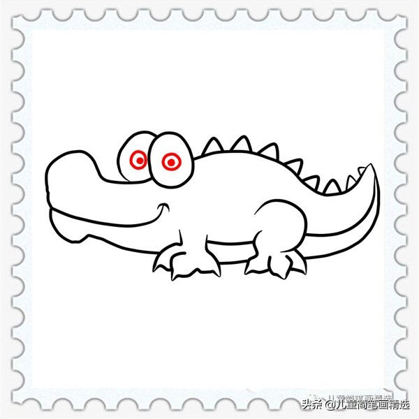 儿童简笔画精选-鳄鱼(Crocodile)的简笔画步骤