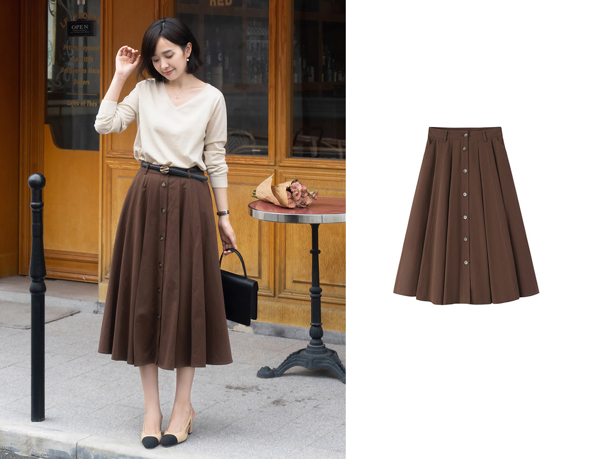 腰粗有小肚子的人穿啥裙子美?有自然褶皱的半身裙不错,显瘦优雅