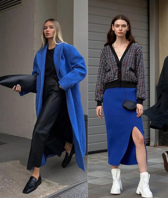 秋冬别老穿黑白灰,试试"蓝色"搭配,优雅有气质,太高级了