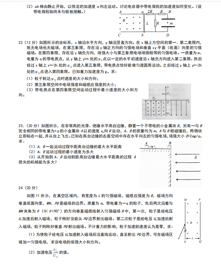 全国各地多年高考物理最经典63道压轴题汇集秒杀（详细试题解析）