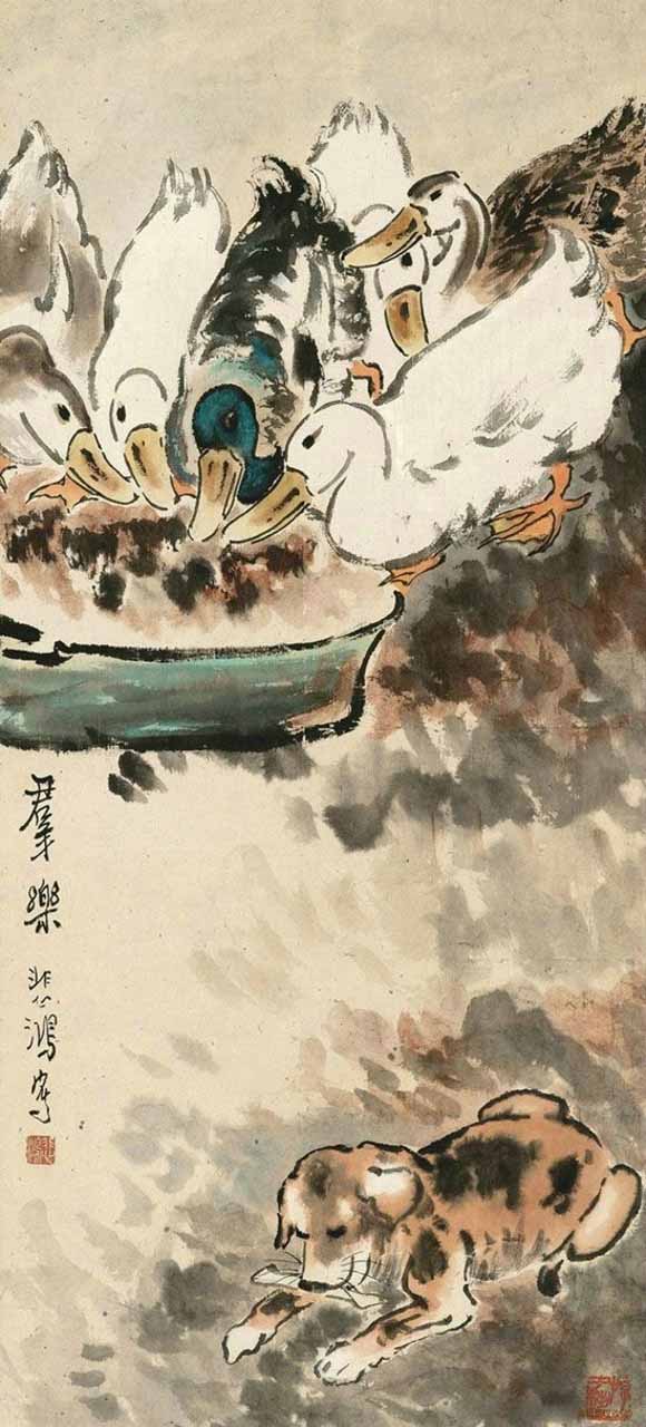 国画名家画鹅欣赏