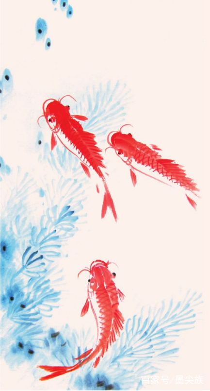 鱼虫蟹技法学习多条红鲤鱼的画法