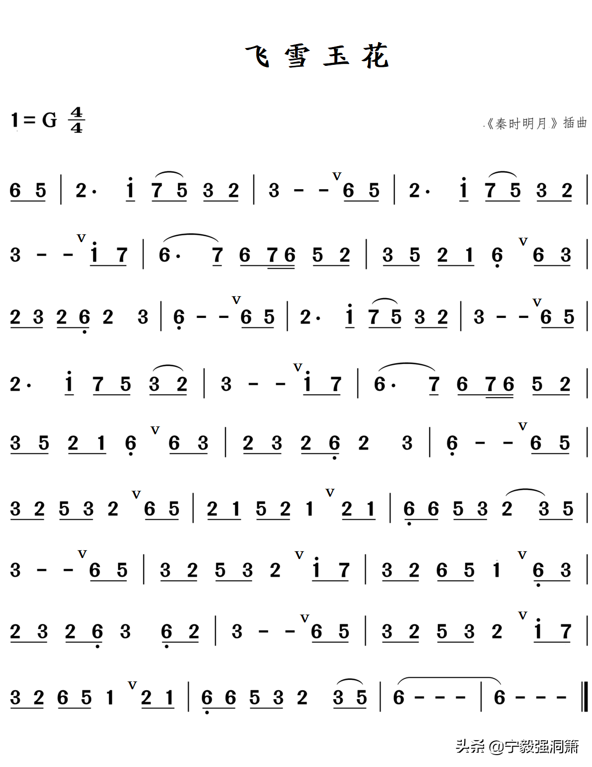 飞雪玉花变奏曲简谱飞雪玉花洞箫谱