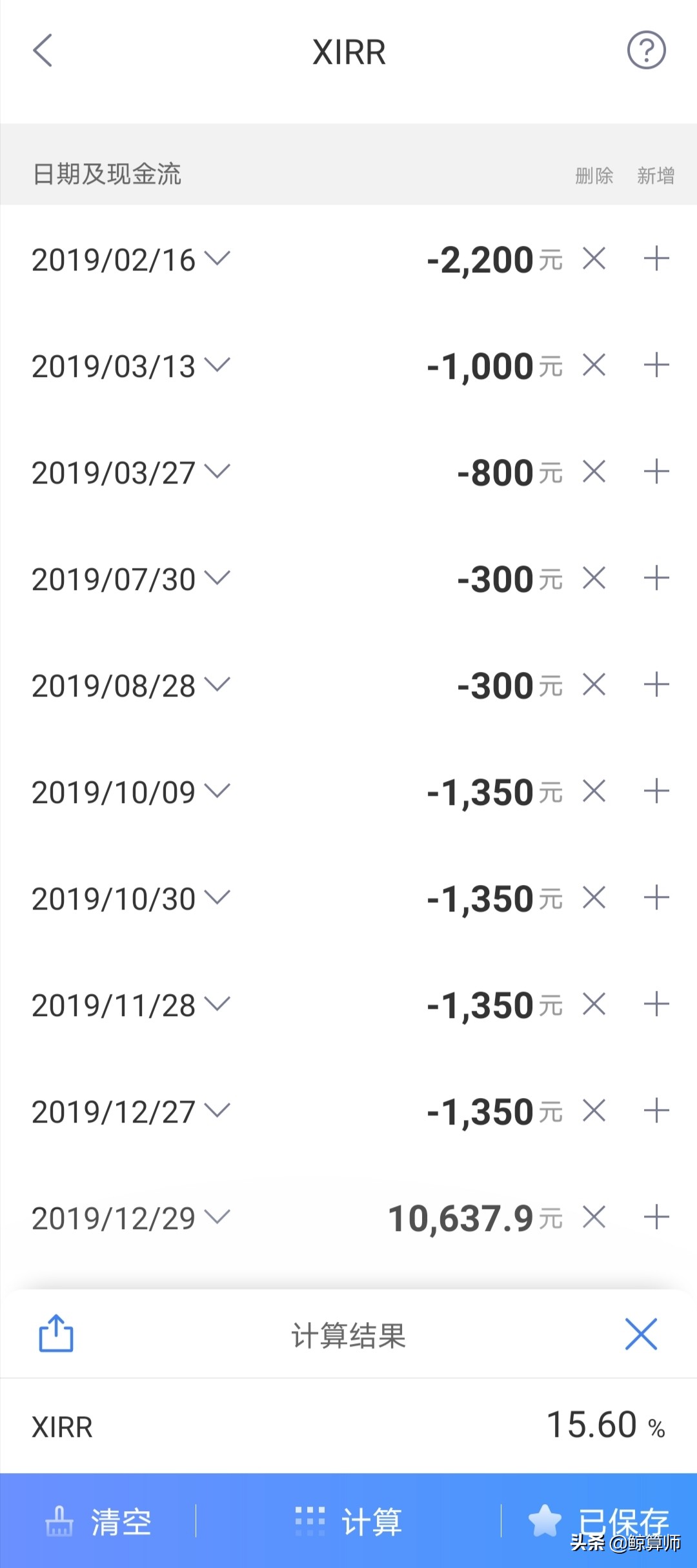 基金定投的最佳收益率计算——XIRR的实际应用