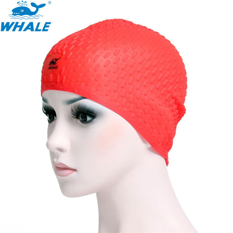 跨境鲸鱼泳帽水滴颗粒防水硅胶成人男女长发大码定制logo游泳帽子