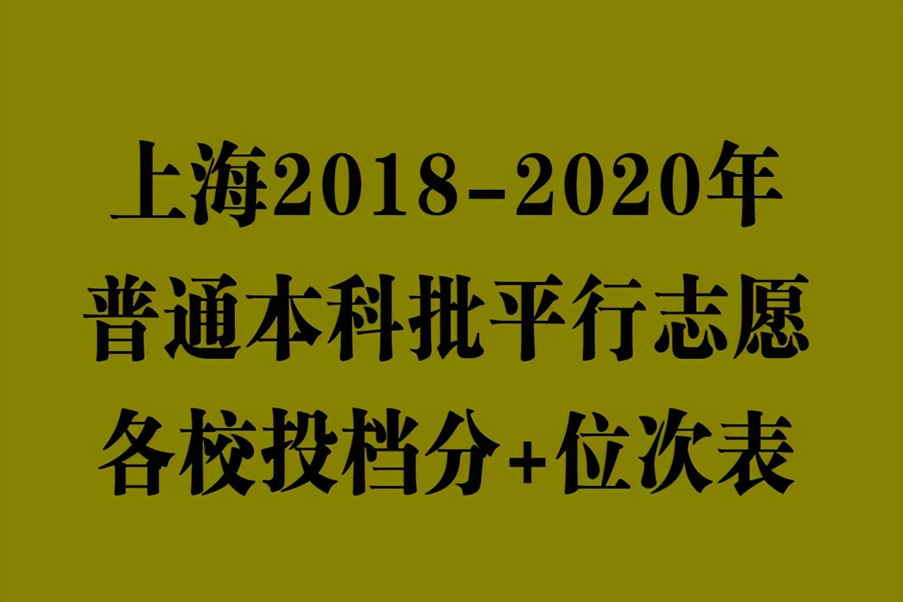 上海市2018-2020年普通本科批平行志愿各高校投档分+位次表汇总