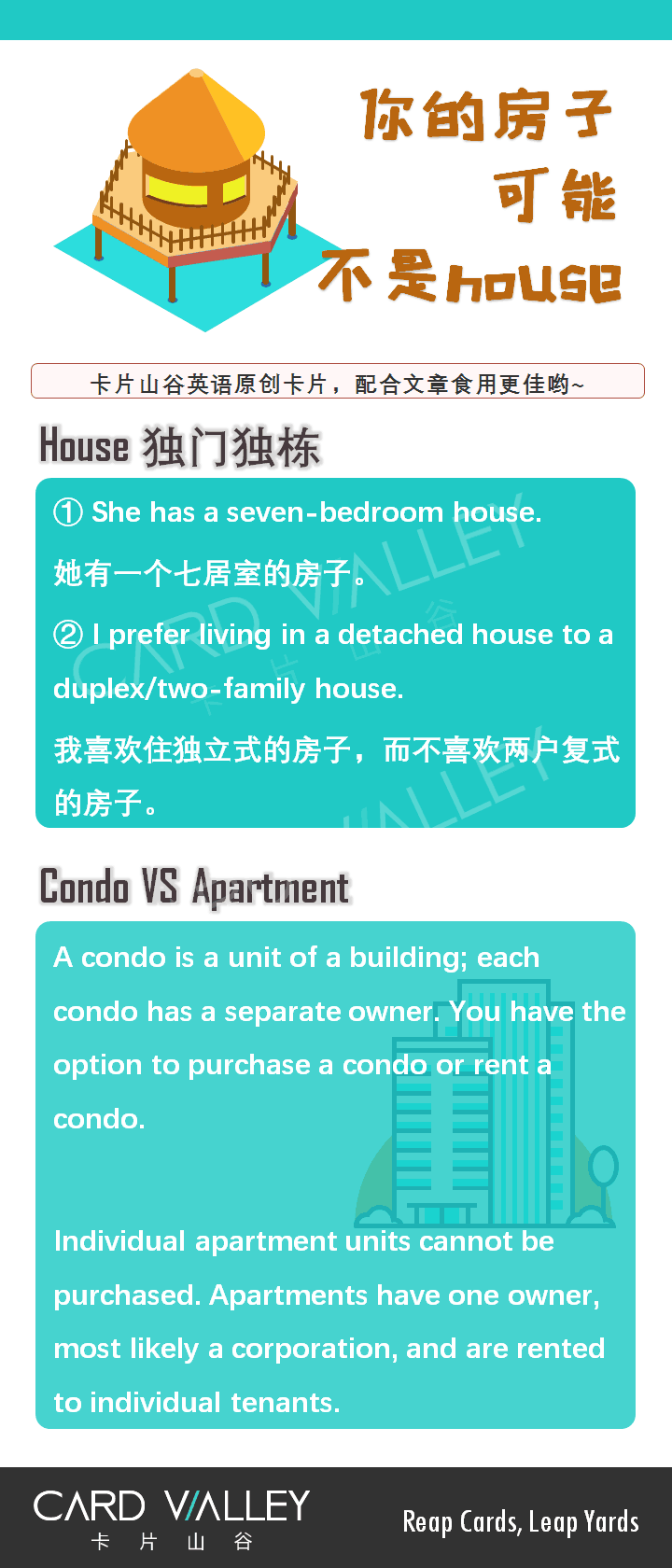 你家的“房子”可能并不是“house”啊！那“房子”英语怎么说？