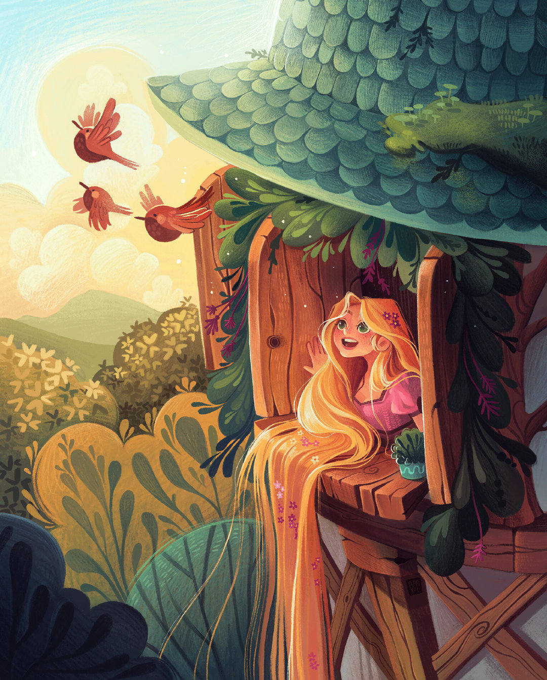 可爱灵动的童话风人物角色,画面恰到好处的质感看起来很舒适