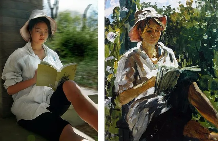 北大美女模仿世界名画拍摄的读书图！