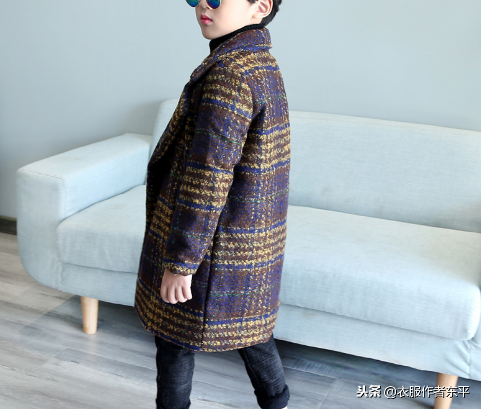 男童韩版呢子大衣，秋冬加厚款式，可直接加棉里布 附裁剪图