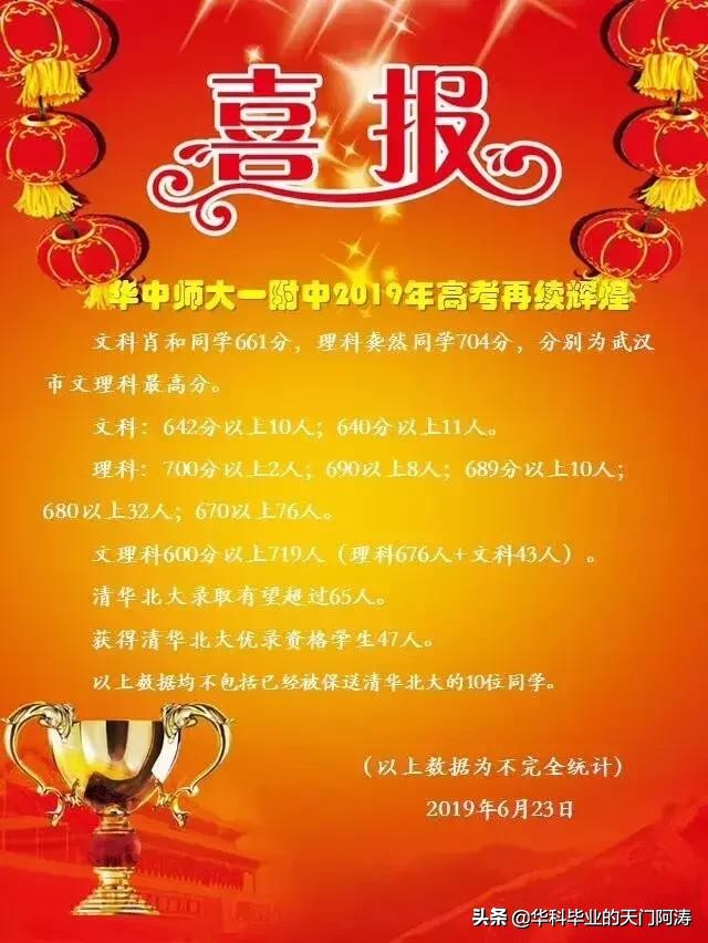 2019年高考武汉市各高中喜报