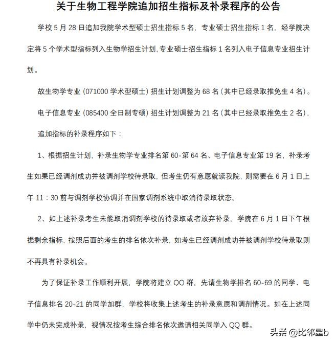 5月28日第四轮考研调剂信息：安徽大学、河海大学、重庆大学等