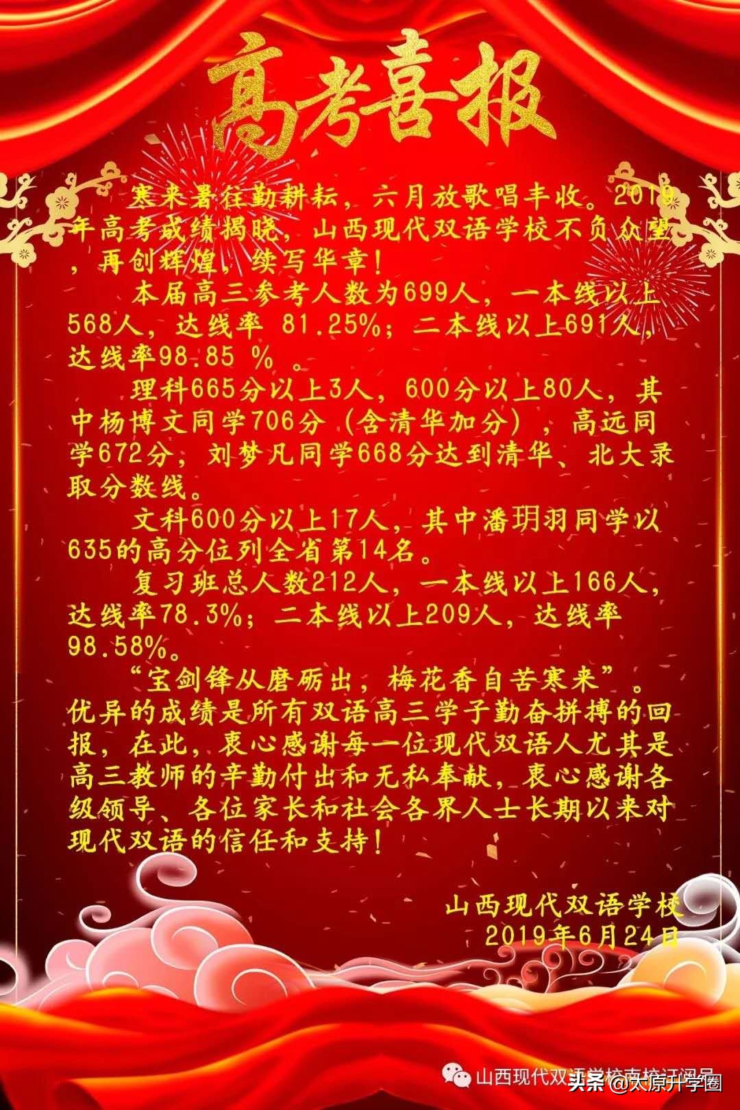 中考报志愿必备：太原市高中全解析 附2019年高考喜报汇总