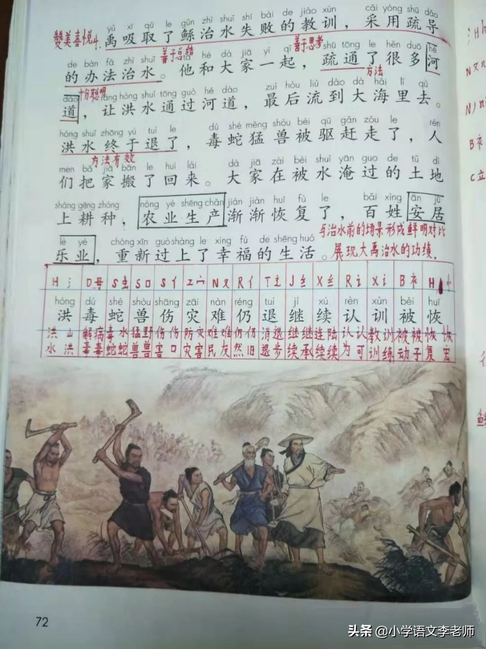 二年级语文上册《大禹治水》内容详解，附带课时训练习题