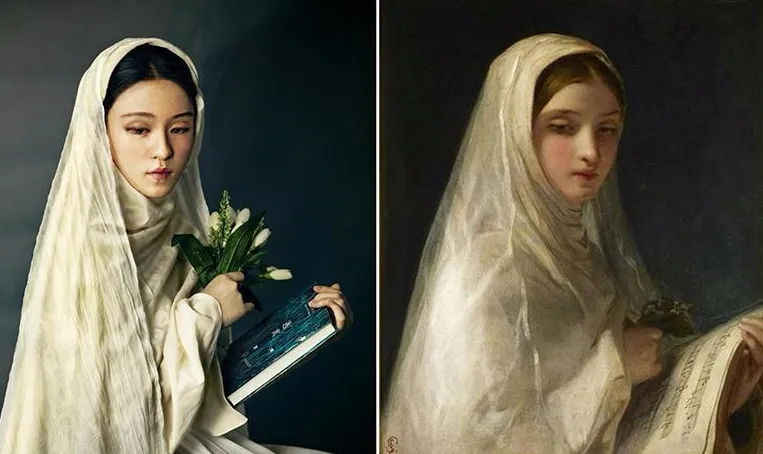 北大美女模仿世界名画拍摄的读书图！