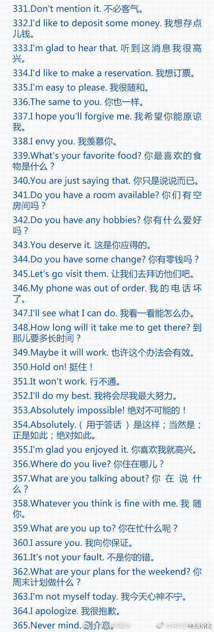 365句常用英文口语，背下这些句子，基本的口语交流没问题
