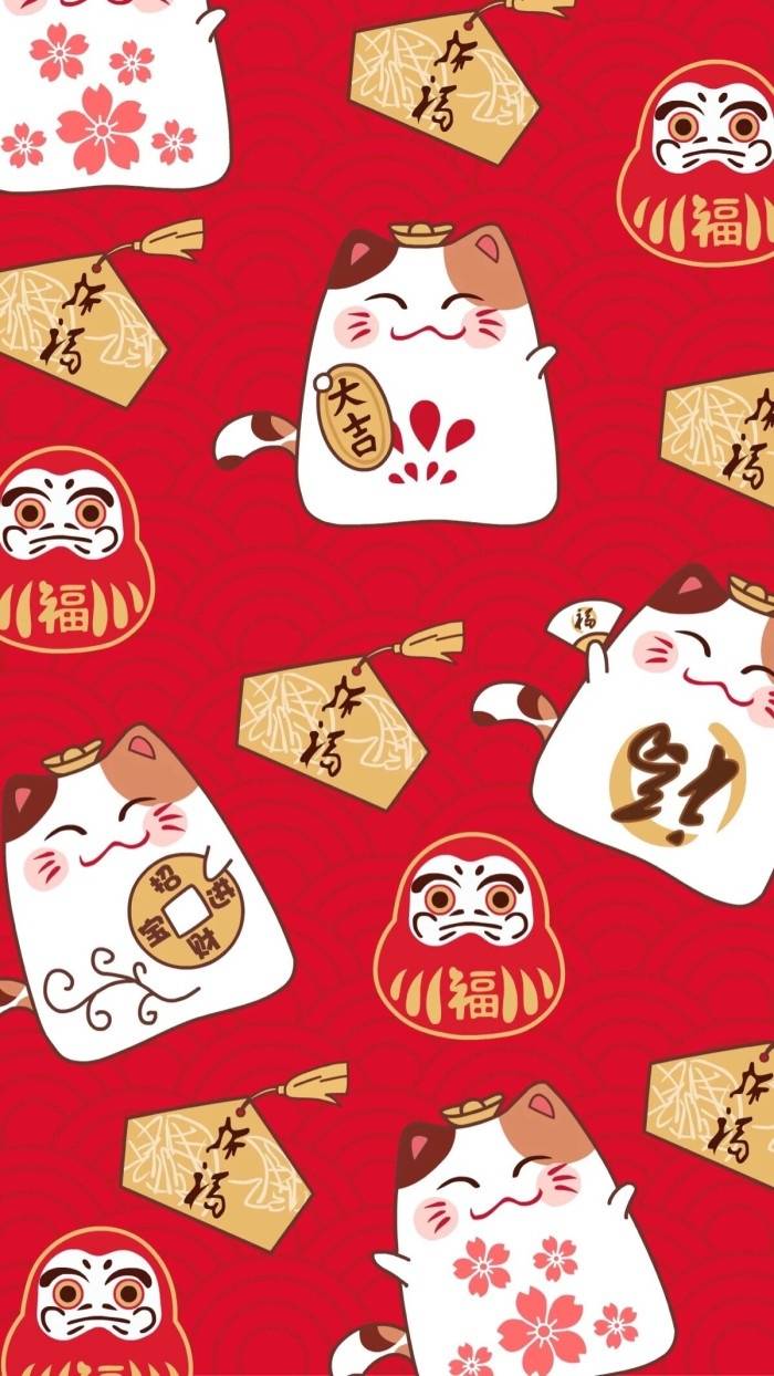 送上一组超萌招财猫壁纸：恭喜发财，喵喵喵