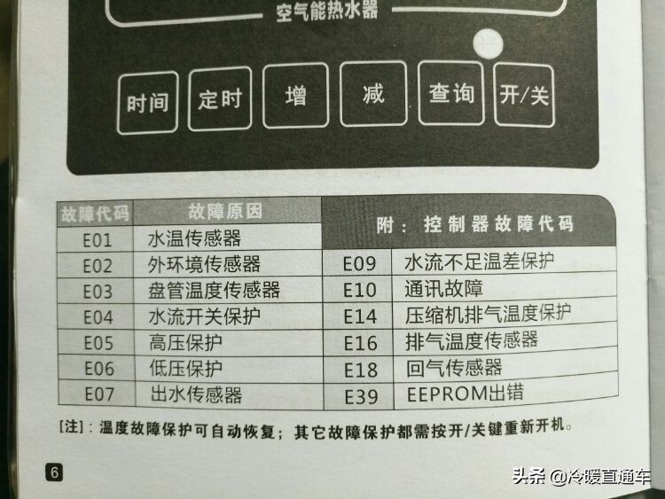 空氣能故障代碼