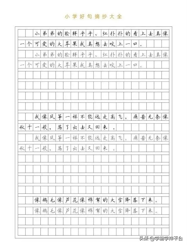 小学生好句摘抄。练字又学句