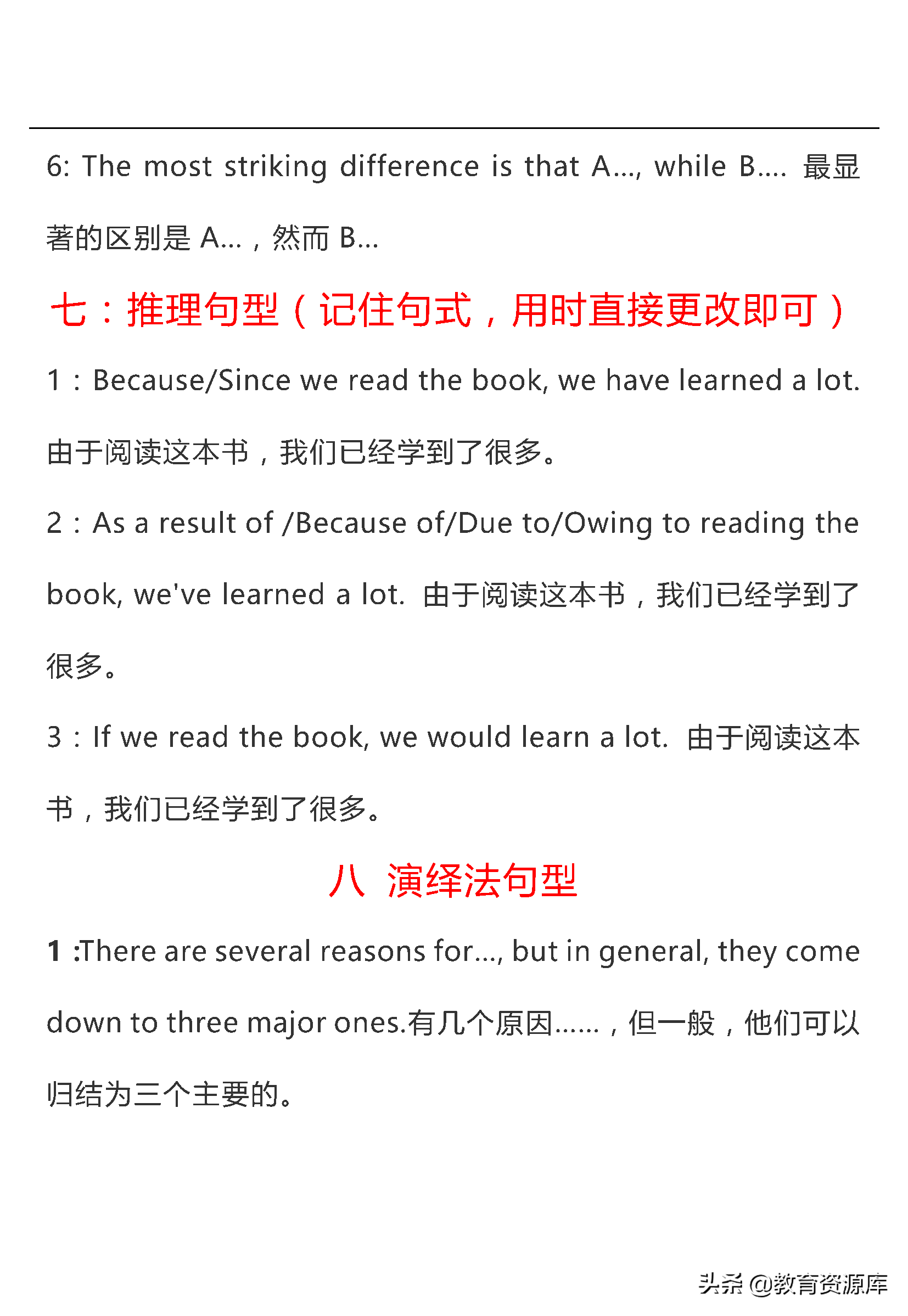 高中英语：高考英语作文万能句