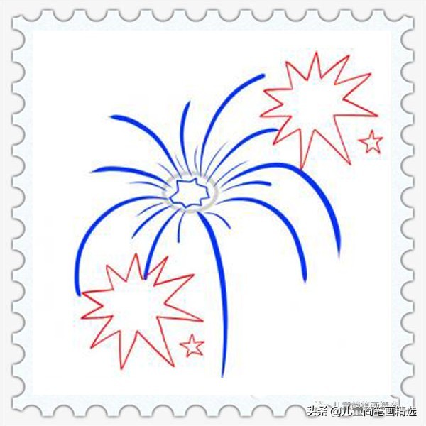 儿童简笔画精选-烟花（Fireworks）的绘画步骤