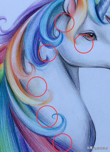 彩色发型的独角兽，彩铅绘画教程