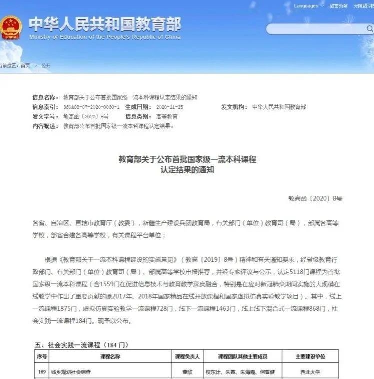 专业篇丨国家级“一流本科专业”建设点之城乡规划
