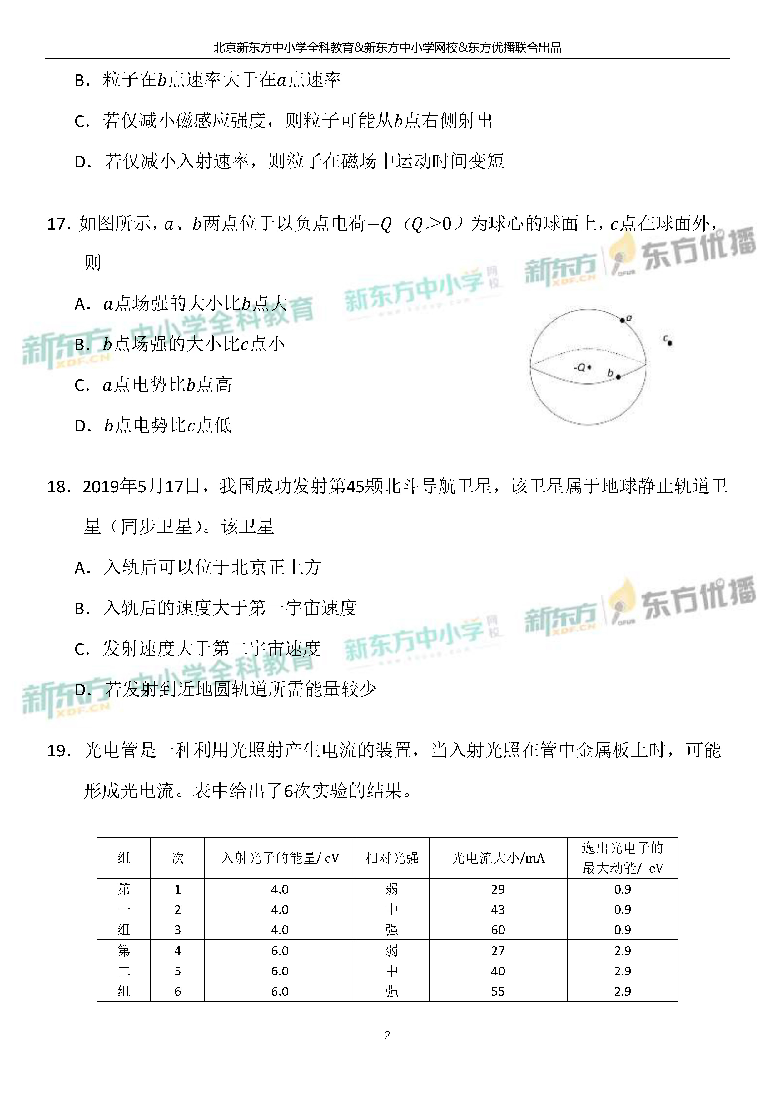 对答案！「2019高考」北京卷物理