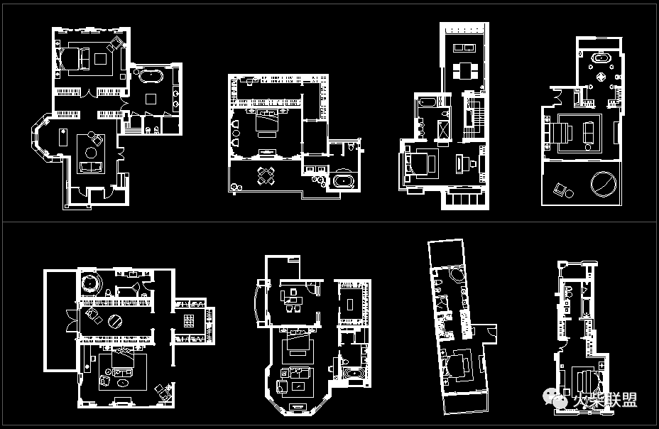 国内名师100套主卧平面格局CAD套图方案图库