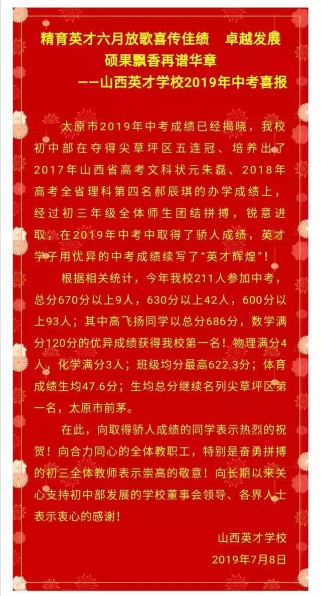 太原初中哪个好，中考成绩瞧一瞧！你最想去哪一所？